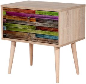 Naktinis staliukas Kalune Design Two 726, šviesiai ruda sp., 61 cm x 60 cm x 40 cm