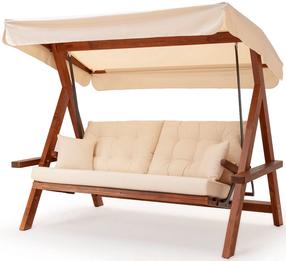 Lauko sūpynės Kalune Design Lyon 2400, ruda sp./smėlio sp., 175 cm x 236 cm x 210 cm