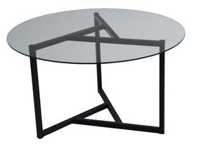 Kavos staliukas Kalune Design Trio S402, skaidri sp./juoda sp., 75 cm x 75 cm x 42 cm