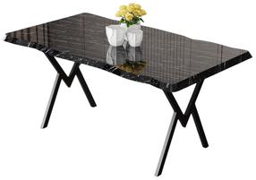 Valgomojo stalas Kalune Design Akort, juoda sp./marmuro sp., 130 cm x 80 cm x 73 cm