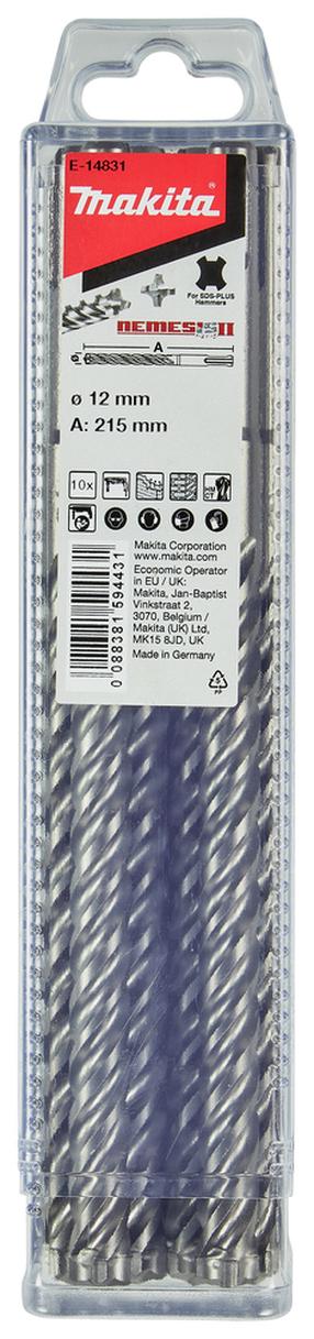 Grąžtų komplektas Makita Nemesis 2 E-14831, gelžbetoniui, sraigtinis, sds plus, 12 mm x 21.5 cm