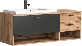 Pakabinama vonios spintelė MC Akcent Grado, ruda sp./juoda sp., 48 cm x 140 cm x 50 cm