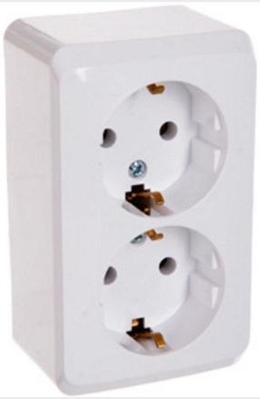 Dvivietis kištukinis lizdas Schneider Electric Prima WDE001048, su įžeminimu, balta sp.