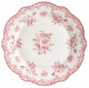 Šķīvis pusdienu Homla Lourry, 27 cm x 27 cm x 2 cm, balta krās./sarkana krās.