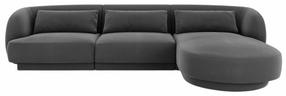 Kampinė sofa Cosmopolitan Design Tulum Velvet Bluvel 14, pilka sp., dešininė, 156 x 255 cm x 70 cm