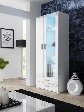 Vitrina Cama Meble Soho S6 2D2S SOHOWITS6 BI/BI, balta sp., 80 cm x 41 cm x 192 cm