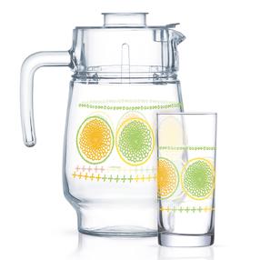 Krūka ar glāzēm Luminarc Tropical, plastmasa, 0.270 l, 7 gab.