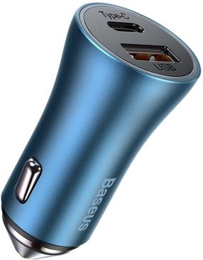 Auto laadija Baseus TZCCJD-03, USB Type C/USB, sinine v., 40 W