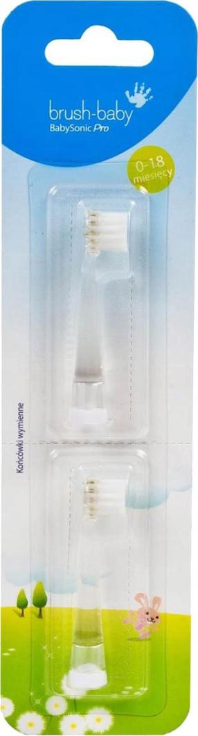 Elektrinio dantų šepetėlio galvutė Brush Baby BabySonic PRO, skaidri sp., 2 vnt.