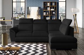 Kampinė sofa Loreto Mat Velvet 99, juoda sp., dešininė, 210 x 260 cm x 102 cm