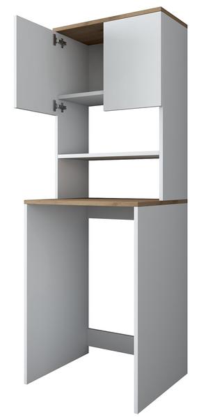 Brīvi stāvošs vannas istabas skapis Kalune Design KD101 1950, balts krās./valriekstu krās., 60 cm x 65 cm x 183.6 cm