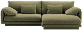 Kampinė sofa Micadoni Torino Velvet, šviesiai žalia sp., dešininė, 250 x 170 cm x 83 cm