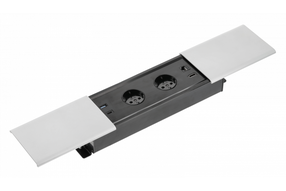 Iebūvēts pagarinātājs GTV Prestino AE-PB2SPRES-53, 3 x 1,5 mm², 1.5 m, IP20, 2 ligzdas, 2USB, sudraba krās./pelēka krās.