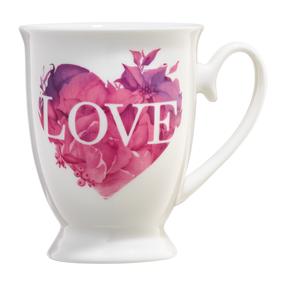 Puodelis Ambition Love Letters, balta sp./rožinė sp., 0.3 l
