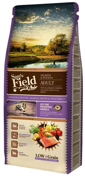 Sausas šunų maistas Sam's Field Adult Salmon and Potato, žuvis, 13 kg