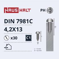 Savisriegis Haushalt DIN7981C, 4.2 mm x 13 mm, 30 vnt.