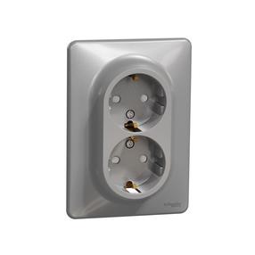 Pistikupesa 2-ne Schneider Electric Sedna Design SDD313221, maandusega, IP20, alumiinium v.
