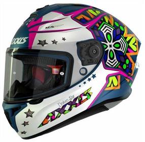 Motocikla ķivere Axxis Draken STAR C7, S (55-56 cm), zila krās./balta krās./rozā krās.
