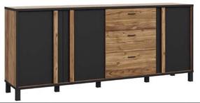 Kumode Forte Hayato HYTK241L-M215, melns krās./koka krās., 85 cm x 200 cm x 42 cm
