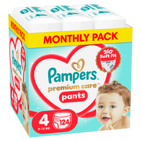 Sauskelnės-kelnaitės Pampers Premium Care Pants, 4 dydis, 9 - 15 kg, 124 vnt.