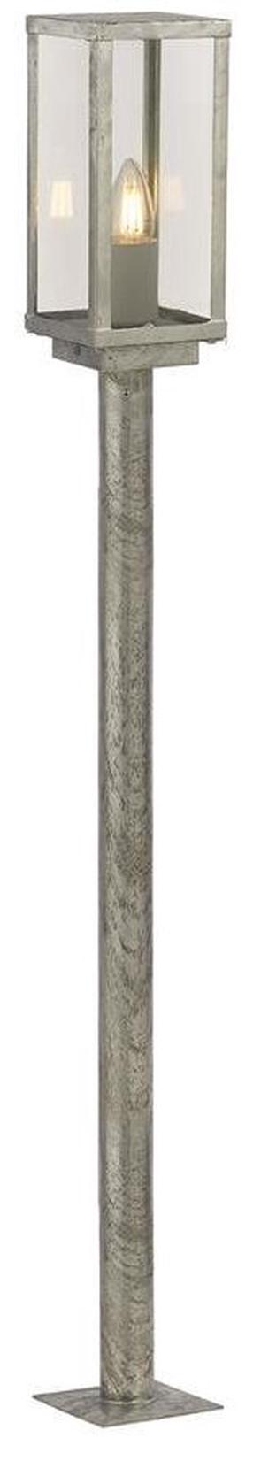 Brīvi stāvošs āra gaismeklis Searchlight Box II, 60W, E27, IP44, sudraba krās., 11 cm x 90 cm