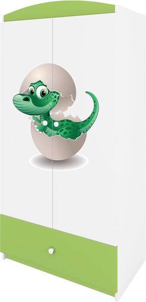 Vaikiška spinta Kocot Kids Babydreams Baby Dino, balta sp./žalia sp., 90 cm x 52 cm x 175.5 cm