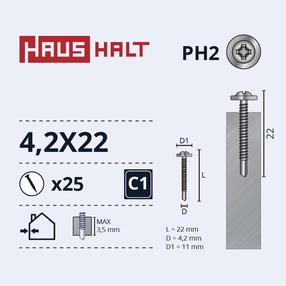 Саморез Haushalt, 4.2 мм x 22 мм, 25 шт.