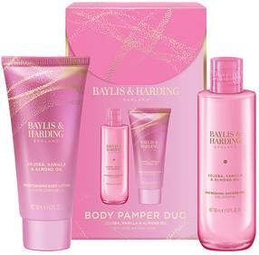 Kūno prausimosi rinkinys Baylis & Harding Body Pamper Duo Jojoba, Vanilla & Almond Oil, 280 ml, 2 vnt.