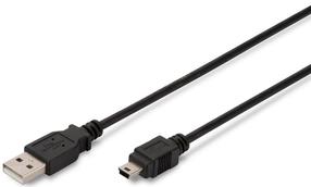 Laidas Assmann AK-300108-030-S Mini USB male, USB 2.0 A male, 3 m, juoda sp.