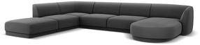 Kampinė sofa Micadoni Home Miley Velvet Panoramic 6 Seats, pilka sp., kairinė, 327 x 245 cm x 74 cm