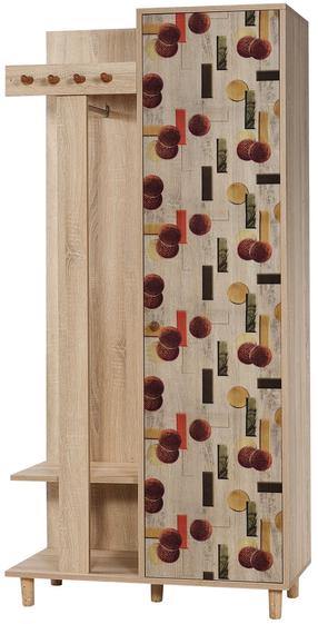 Prieškambario spinta Kalune Design Garmanto 90 521, ruda sp./raudona sp./įvairių spalvų, 36 cm x 90 cm x 194 cm