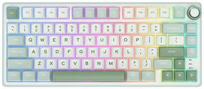 Bezvadu spēļu tastatūra Royal Kludge R75 Brown switch, Angļu (US), balta krās./zaļa krās.