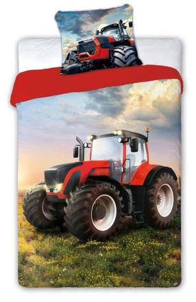 Vaikiškas patalynės užvalkalų komplektas Faro Tractor POW-99, mėlyna sp./juoda sp./raudona sp., 140 x 200 cm