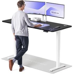 Datorgalds regulējams augstums Desktronic HomePro, 180 cm x 80 cm, 61 - 125.5 cm, balts krās./melns krās.
