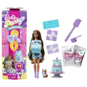 Lėlė su priedais Mattel Barbie Party Unboxed Pet Birthday, 25 cm, mėlyna sp.