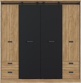 Skapis Forte KZMS944-M328, brūna krās./melna krās., 203.2 cm x 61 cm x 208.4 cm