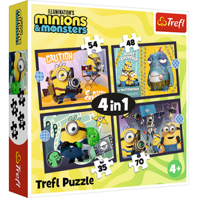 Dėlionė 4in1 Trefl Minions 34698, 20.5 cm x 28.5 cm, 207 vnt., įvairių spalvų