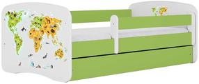 Lastevoodi Kocot Kids Babydreams Map, valge v./roheline v., 70 x 140 cm, ilma voodipesukastita, ilma madratsita
