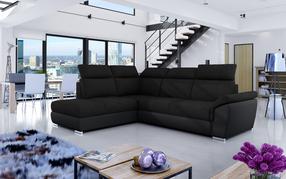 Kampinė sofa Loreto Sawana 14, Soft 11, juoda sp., kairinė, 210 x 260 cm x 102 cm