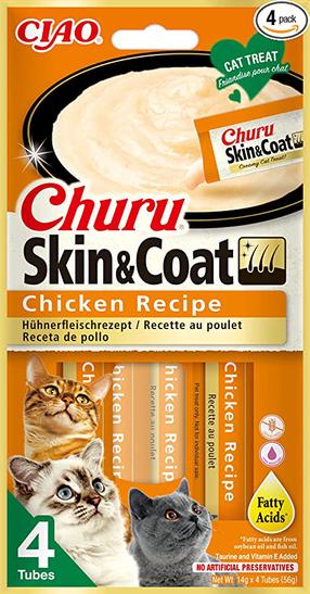 Kārumi kaķiem Inaba Churu Skin & Coat, vistas gaļa, 0.014 kg, 4 gab.