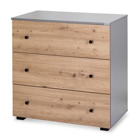 Vaikiška komoda Klups Pauline, ąžuolo sp./grafito sp., 80 cm x 48 cm x 81 cm