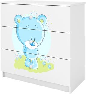 Vaikiška komoda Kocot Kids Babydreams Blue Teddybear, balta sp., 80 cm x 41 cm x 80.5 cm