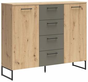 Kumode Auheim L162-KOM2D4S-DASN/UMB/TWI, pelēka krās./artisan oak krās., 111 cm x 135 cm x 38 cm
