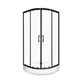 Душевая кабина Thema Lux Korfu Black QA098-90, полукруглая, 90 см x 90 см x 195 см, белый цв./черный цв./закаленный