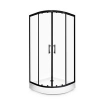 Dušo kabina Thema Lux Korfu Black QA098-90, pusapvalė, 90 cm x 90 cm x 195 cm, balta sp./juoda sp./grūdintas
