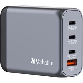 Telefono įkroviklis Verbatim GaN charger, USB Type C/USB Type A, 7.8 cm, pilka sp., 100 W