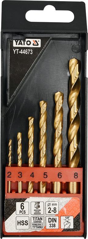 Metalo grąžtų rinkinys, grąžtų komplektas Yato YT-44673 YT-44673, plienui, hss-tin, cilindrinis, 2 - 8 mm x 11.7 cm