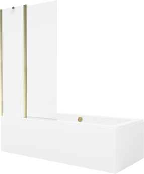 Vanna ar sieniņu, iebūvējams Mexen Cube, 180 cm x 80 cm x 39 cm, taisnstūris, zelta krās./balts krās.
