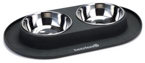 Stovas su dubenėliais šuniui Beeztees Silicone & Stainless Steel, 1 l, 40 cm x 24 cm, sidabro sp.