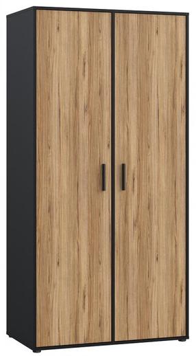 Шкаф Forte Mokkaro MOKS721-M322, дубовый цв./черный цв., 52.7 см x 94.7 см x 190.5 см